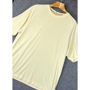 Tommy Bahama Triplechase Crewneck Tee Men XL Yellow Modal Polyester Short Sleeve